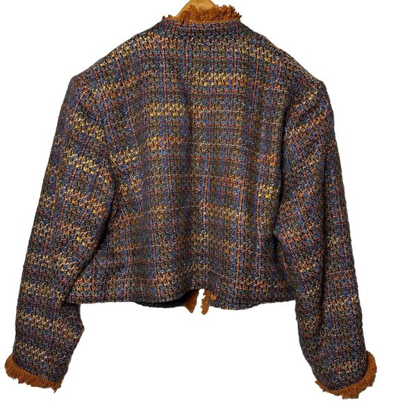 Womens 14 Boxed Wool Blend Top Fringe Trims Career Preppy Academic Office Fall - Picture 3 of 6